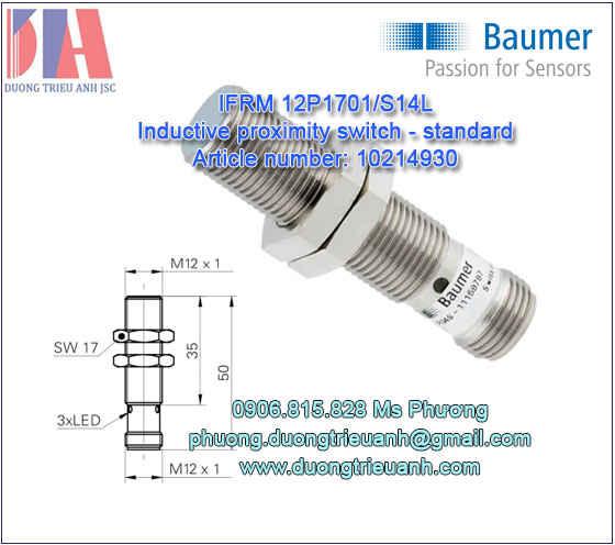 Công tắc tiệm cận Baumer IFRM 12P1701/S14L | Baumer Inductive