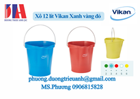 Xô 12 lít Vikan Xanh vàng đỏ 